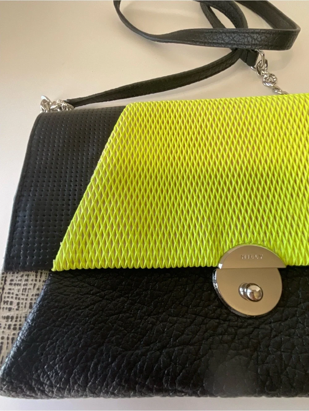 Milly Black and Neon Yellow Crossbody Bag - Sleek Lightweight Shoulder Bag